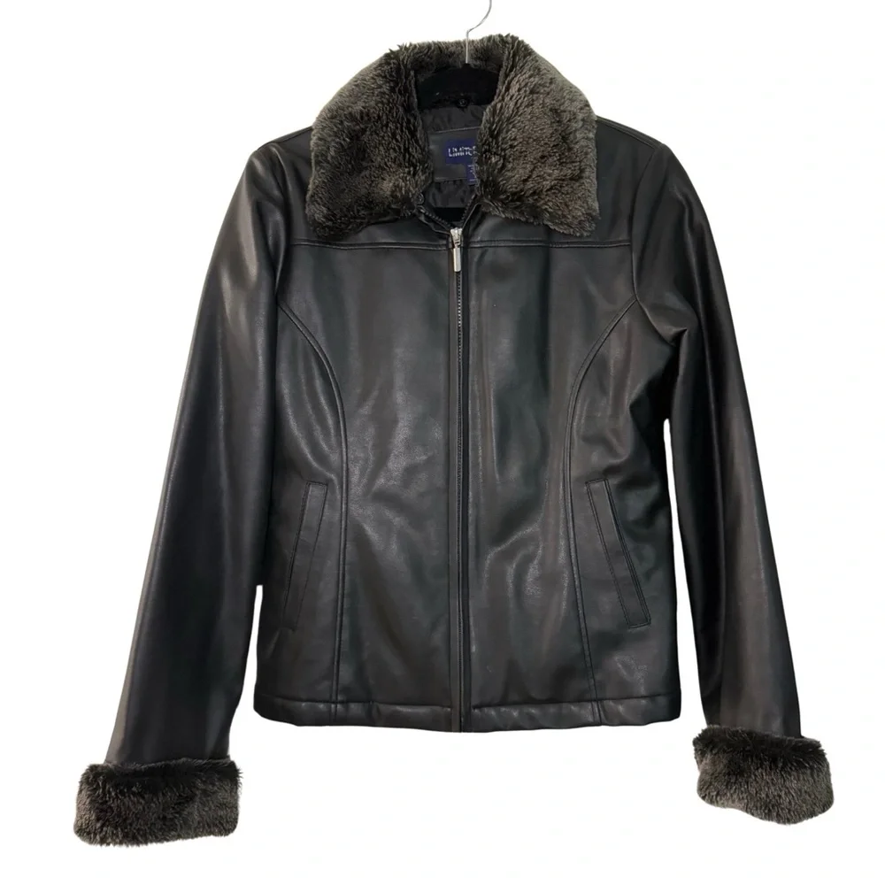 Vintage Limited Too Faux Leather Removal Faux Fur Jacket - Picture 1 of 10